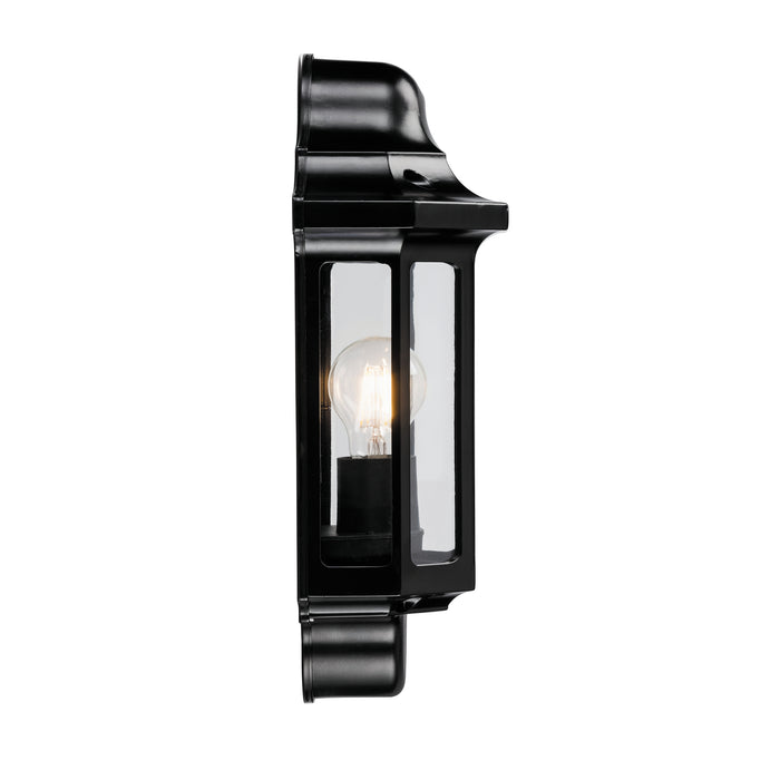 Saxby 1818S Traditional half lantern IP44 15W Satin black paint & clear pc 15W LED E27 (Required) - westbasedirect.com