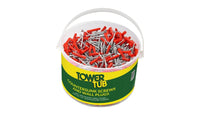 Tower 05TUB02 Trade Tub - 500 x Red Plastic Wall Plugs & 500 x 8 x 1.5” Countersunk Screws