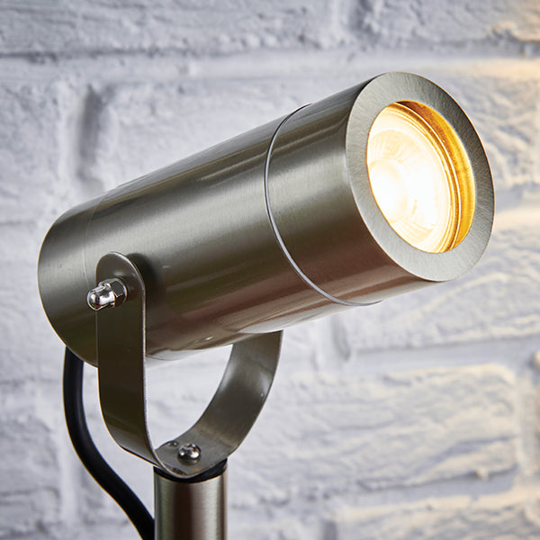 Saxby 13914 Palin 310mm Spike IP44 7W Brushed stainless steel & clear glass 7W LED GU10 (Required) - westbasedirect.com