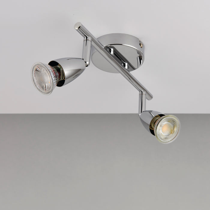 Saxby 43278 Amalfi 2lt bar spotlight chrome 35W Chrome effect plate 2 x 35W GU10 reflector (Required) - westbasedirect.com