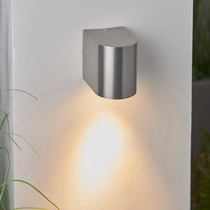 Saxby 43655 Doron 1lt wall IP44 35W Brushed alloy & clear glass 35W GU10 reflector (Required) - westbasedirect.com