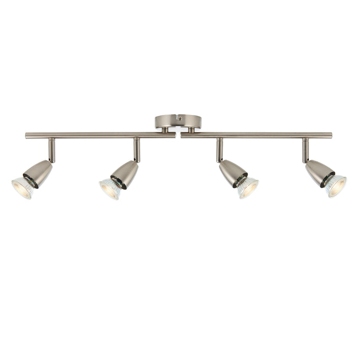 Saxby 60995 Amalfi 4lt bar spotlight satin nickel 35W Satin nickel effect plate 4 x 35W GU10 reflector (Required) - westbasedirect.com