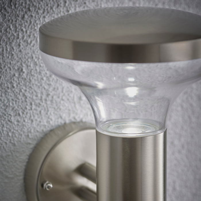 Saxby 67701 Roko 1lt wall IP44 4.6W Marine grade brushed stainless steel & clear pc 4.6W LED GU10 Cool White (Required) - westbasedirect.com