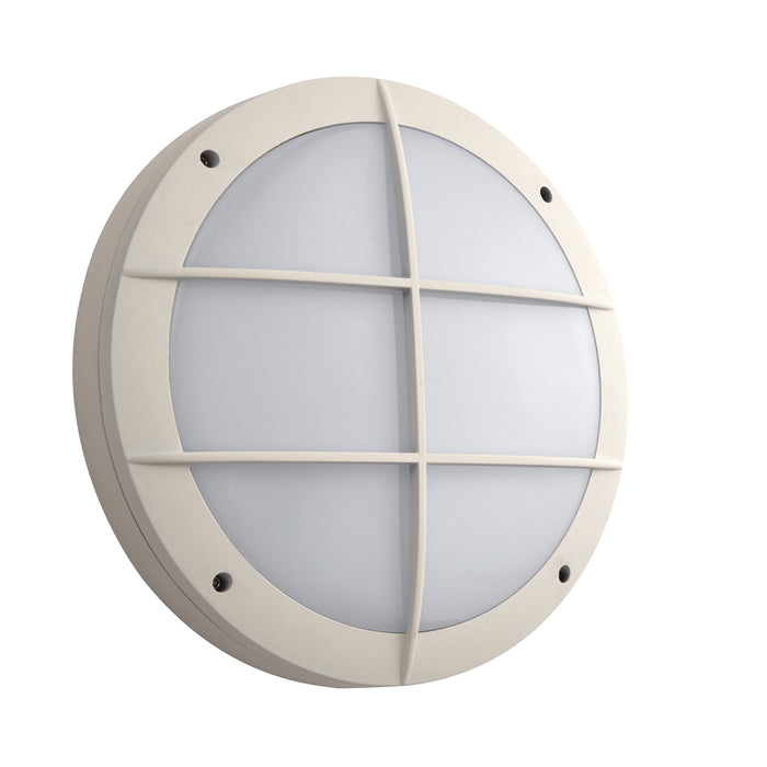 Saxby 69233 Luik grill casing IP65 18W Textured matt white paint & opal pc 18W LED module (SMD 3030) CCT - westbasedirect.com