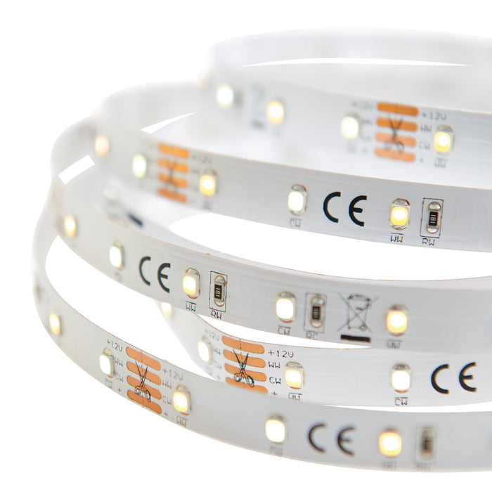 Saxby 73666 Flexline 12V 5m kit CCT 24W White polymer film 24W LED tape module (SMD 2835) CCT - westbasedirect.com