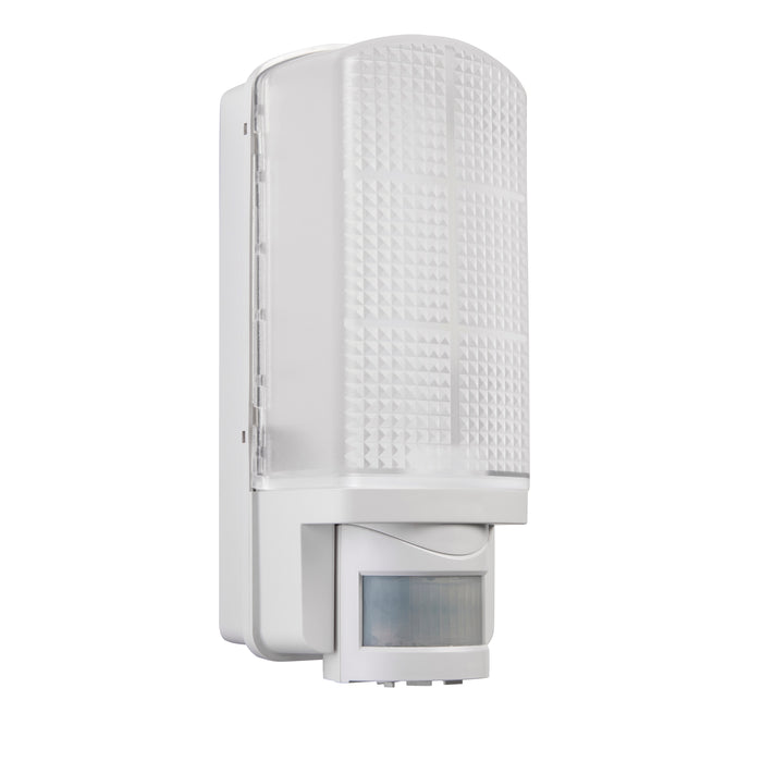Saxby 73717 Motion LED PIR 1lt wall IP44 6W Frosted & gloss white pc 6W LED module (SMD 2835) CCT - westbasedirect.com