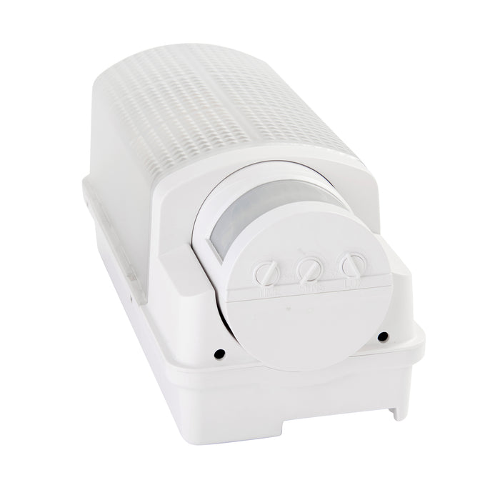 Saxby 73717 Motion LED PIR 1lt wall IP44 6W Frosted & gloss white pc 6W LED module (SMD 2835) CCT - westbasedirect.com