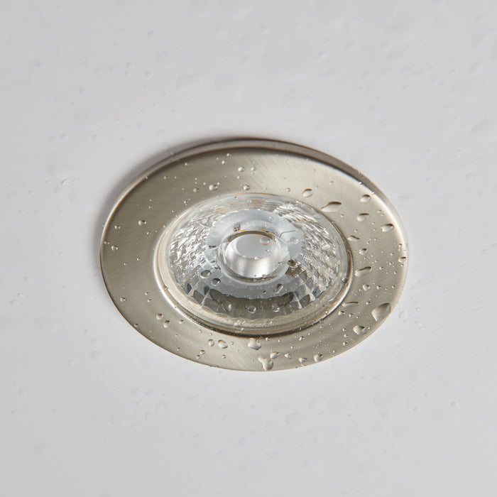 Saxby 73787 ShieldECO 500 IP65 5W Satin nickel effect plate & clear acrylic 5W LED module (SMD 2835) Warm White - westbasedirect.com
