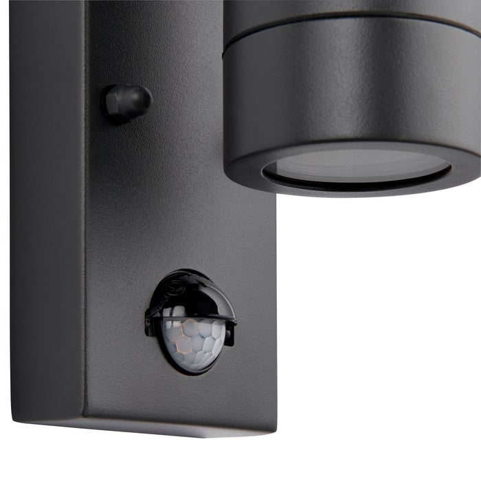 Saxby 75099 Palin PIR 1lt wall IP44 7W Anthracite grey & clear glass 7W LED GU10 (Required) - westbasedirect.com