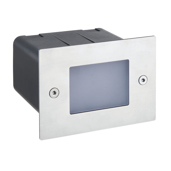 Saxby 75528 Seina half brick IP44 2W Marine grade brushed stainless steel & frosted pc 2W LED module (SMD 2835) Cool White - westbasedirect.com