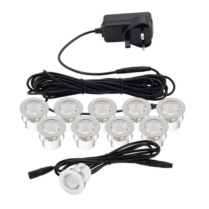Saxby 75530 Kios 2 IP44 0.45W Polished stainless steel & clear pc 10 x 0.45W LED module (SMD 2835) Daylight White - westbasedirect.com