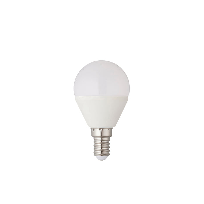 Saxby 76804 E14 LED golf dimmable 5.8W Opal pc & gloss white plastic & bright nickel plate 5.8W LED E14 Warm White - westbasedirect.com