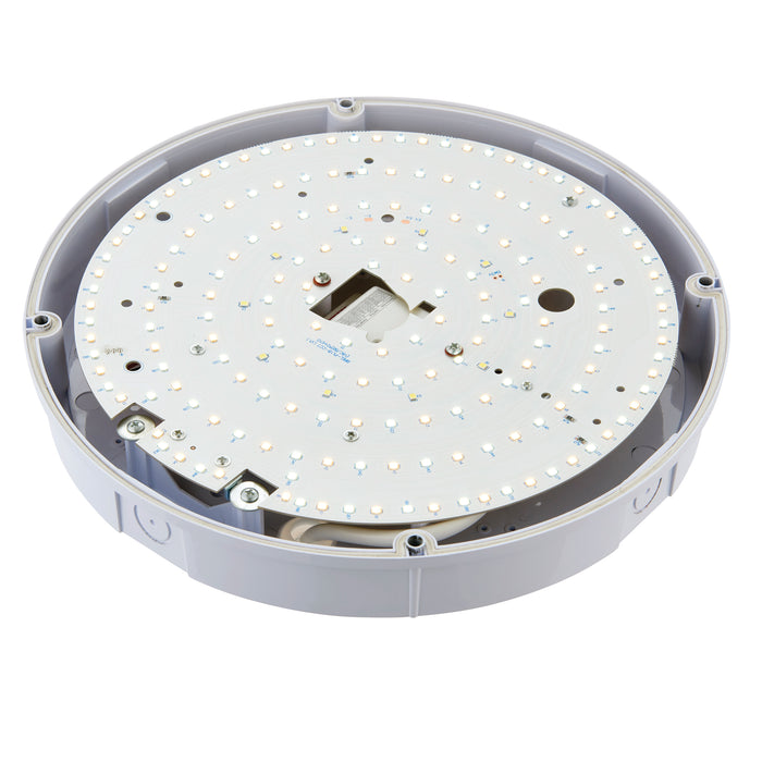 Saxby 77898 Forca CCT microwave IP65 18W Gloss white & opal pc 18W LED module (SMD 2835) CCT - westbasedirect.com