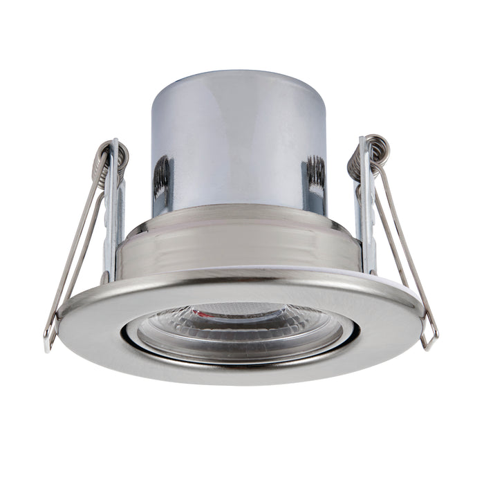 Saxby 78523 ShieldECO 800 Tilt 8.5W Satin nickel effect plate & clear acrylic 8.5W LED module (SMD 2835) Cool White - westbasedirect.com