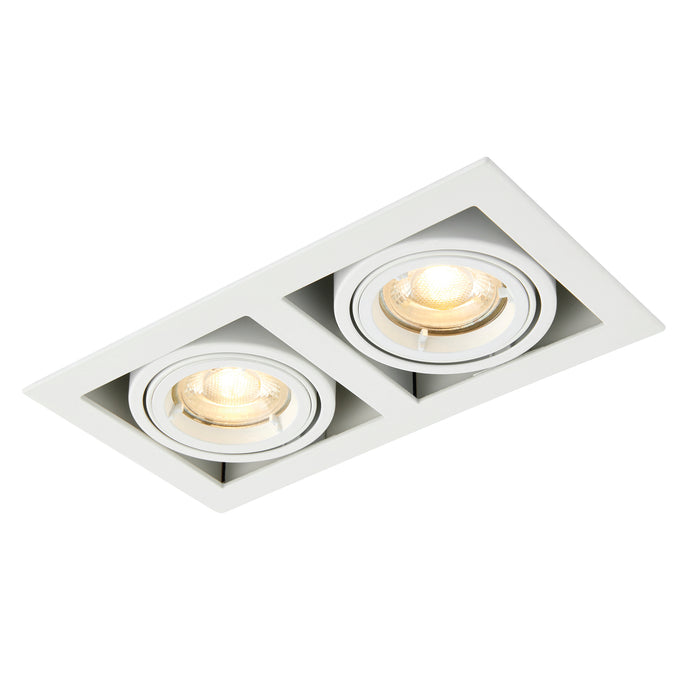 Saxby 78534 Garrix white Twin 10W Matt white 2 x 10W LED GU10 Cool White (Required) - westbasedirect.com