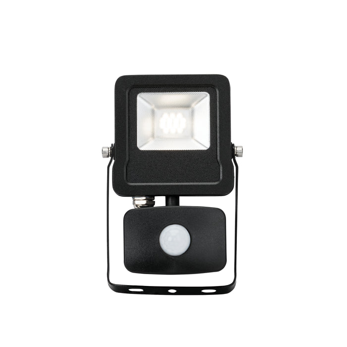 Saxby 78963 Surge PIR IP44 10W Matt black paint & clear glass 10W LED module (SMD 2835) Cool White - westbasedirect.com