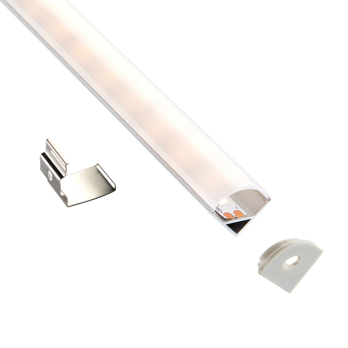 Saxby 80501 Rigel Corner 2m Aluminium Profile/Extrusion Silver Silver anodised & opal pc - westbasedirect.com