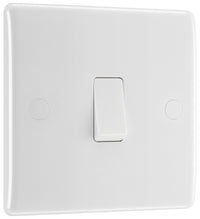 BG 811 White Round Edge One Way Single Light Switch 10A