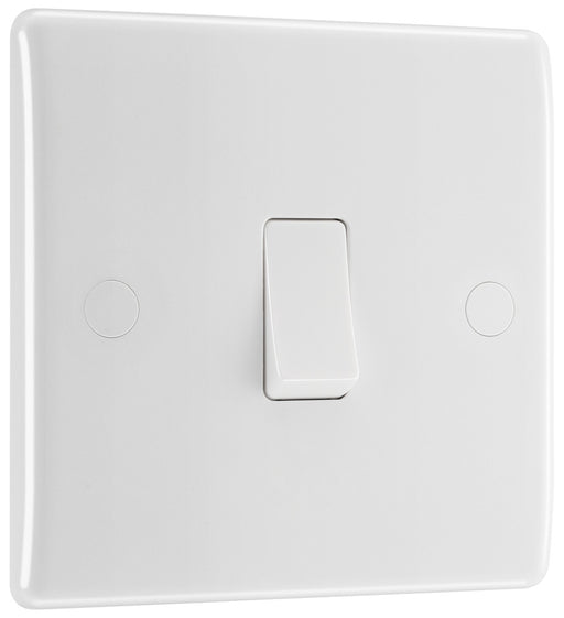 BG 811 White Round Edge One Way Single Light Switch 10A - westbasedirect.com