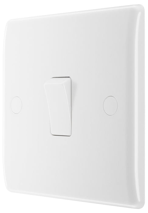 BG 812 White Round Edge Single Light Switch 10A - westbasedirect.com