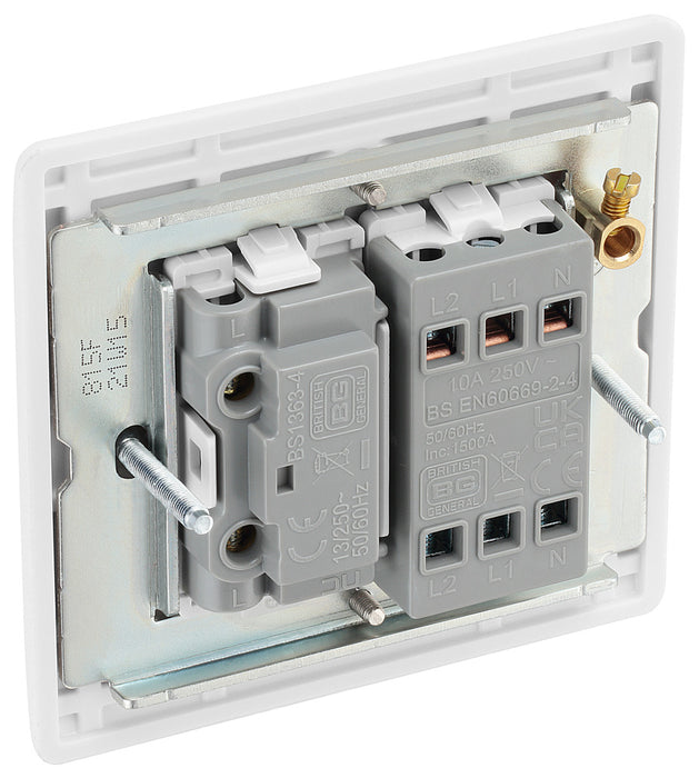 BG 815F White Round Edge Triple Pole Fused Fan Isolator Switch 10A - westbasedirect.com
