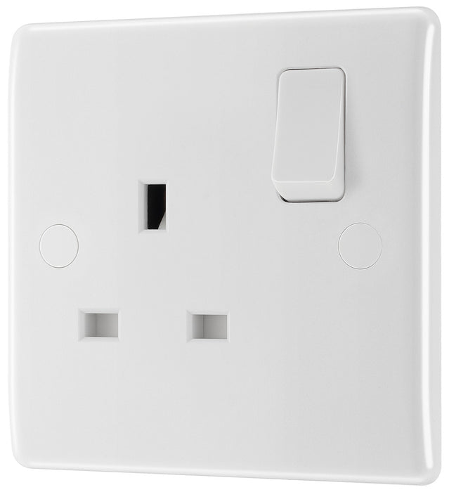 BG 821 White Round Edge 13A SP Single Socket - westbasedirect.com