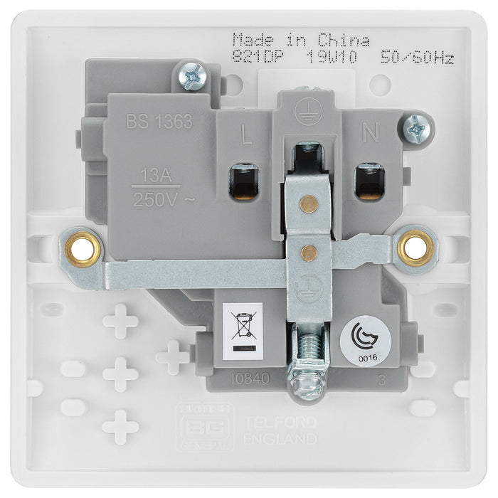 BG 821DP White Round Edge 13A DP Single Socket - westbasedirect.com