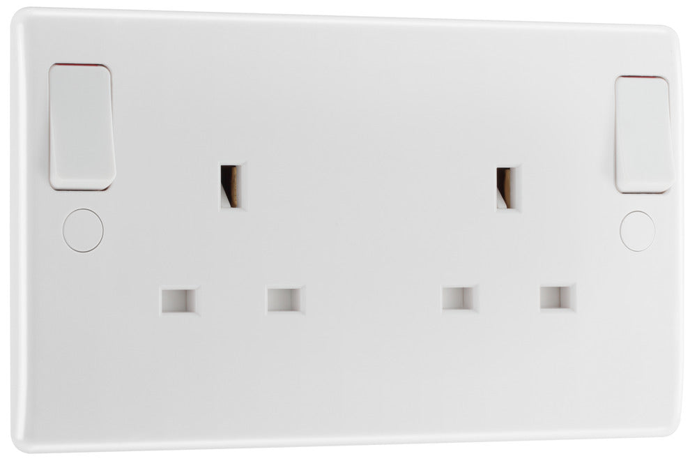 BG 822DPOB White Round Edge 13A DP Double Socket + Outboard Rockers - westbasedirect.com