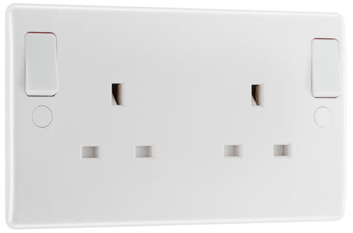 BG 822DPOB White Round Edge 13A DP Double Socket + Outboard Rockers - westbasedirect.com