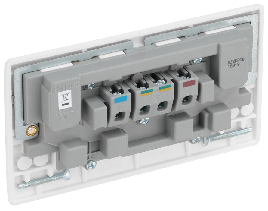BG 822DPOB White Round Edge 13A DP Double Socket + Outboard Rockers - westbasedirect.com