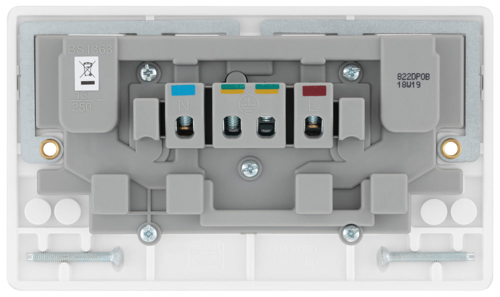 BG 822DPOB White Round Edge 13A DP Double Socket + Outboard Rockers - westbasedirect.com