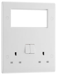 BG 822EM4 White Round Edge 13A DP Double Socket & Quad Euro Module