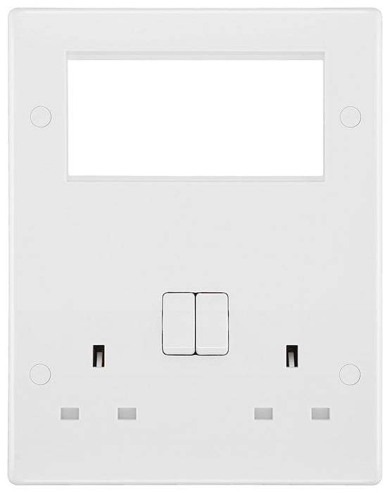 BG 822EM4 White Round Edge 13A DP Double Socket & Quad Euro Module - westbasedirect.com
