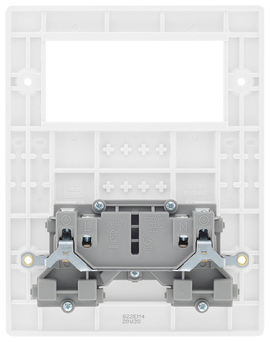 BG 822EM4 White Round Edge 13A DP Double Socket & Quad Euro Module - westbasedirect.com