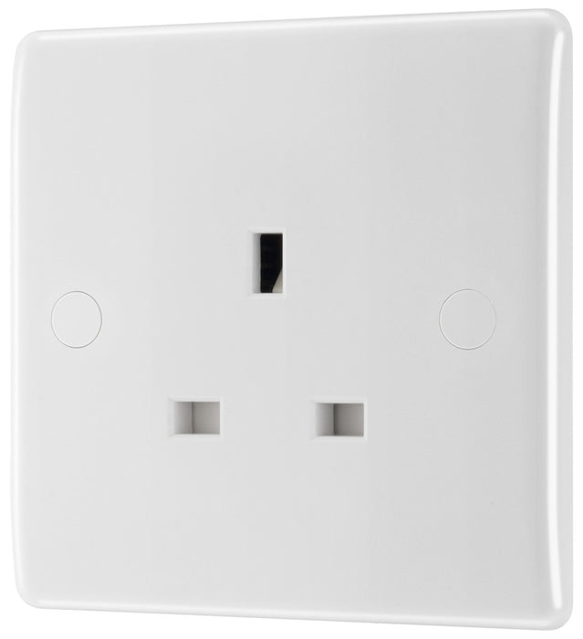 BG 823 White Round Edge 13A Single Unswitched Socket - westbasedirect.com