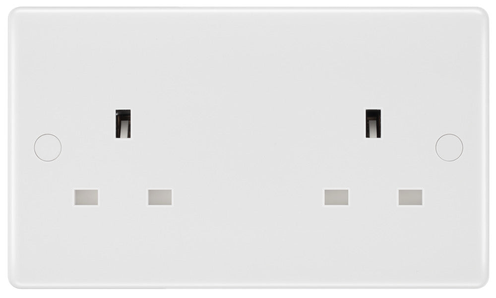 BG 824 White Round Edge 13A Double Unswitched Socket - westbasedirect.com