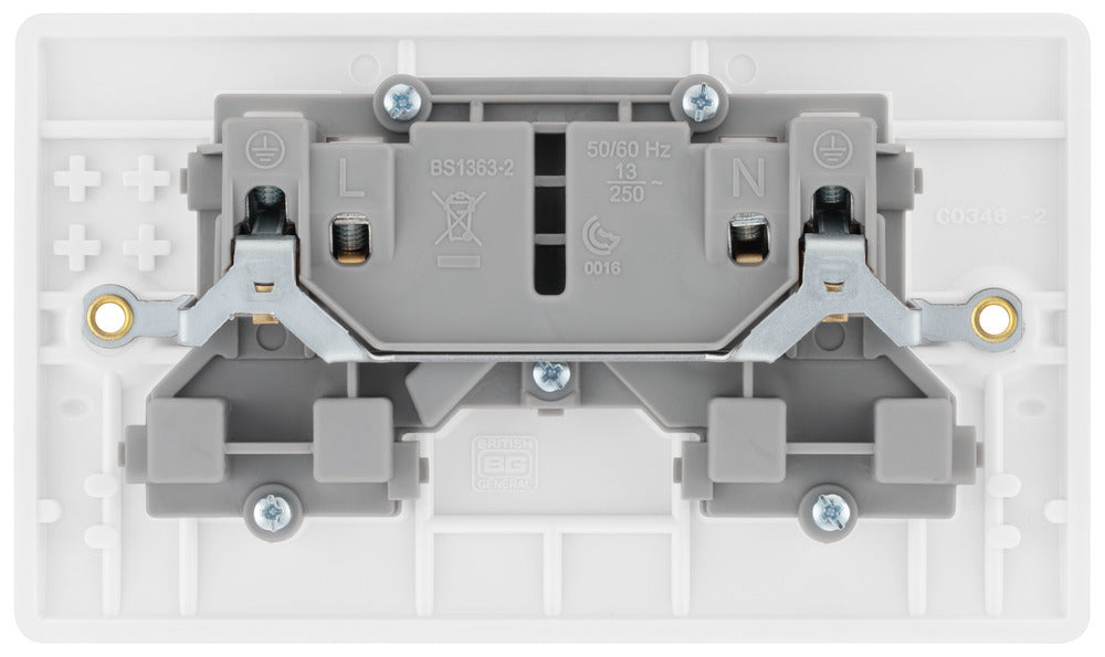 BG 824 White Round Edge 13A Double Unswitched Socket - westbasedirect.com
