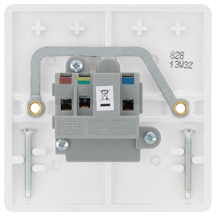 BG 828 White Round Edge Unswitched Round Pin Socket 2A - westbasedirect.com