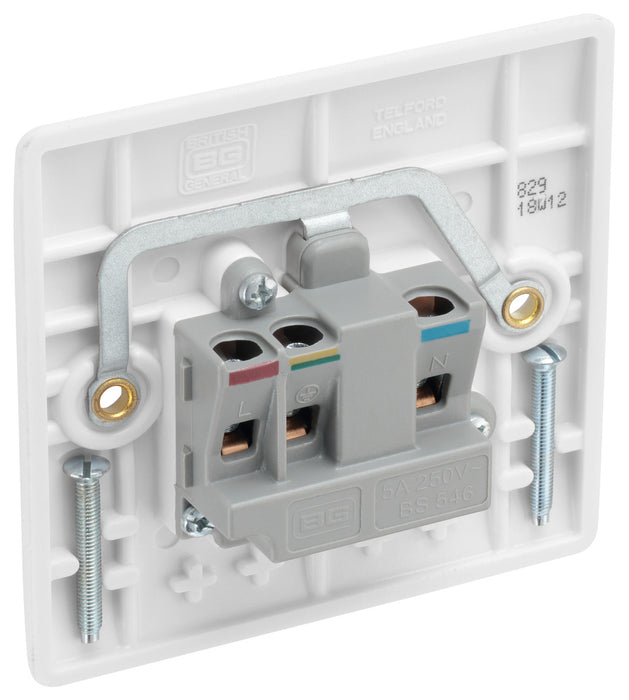 BG 829 White Round Edge Unswitched Round Pin Socket 5A - westbasedirect.com