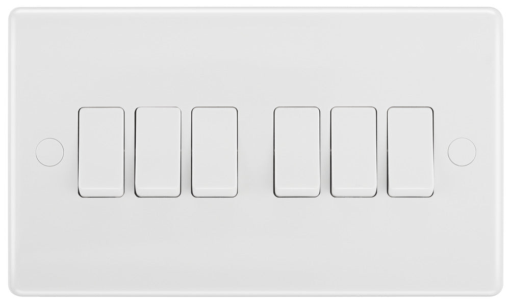 BG 846 White Round Edge Hexa Light Switch 10A - westbasedirect.com
