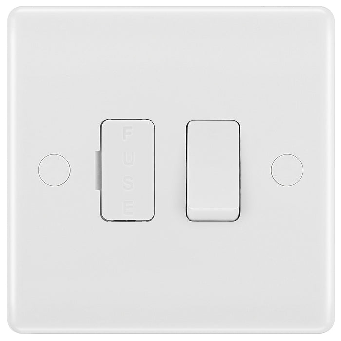 BG 851 White Round Edge Switched Spur + Cable Outlet - westbasedirect.com