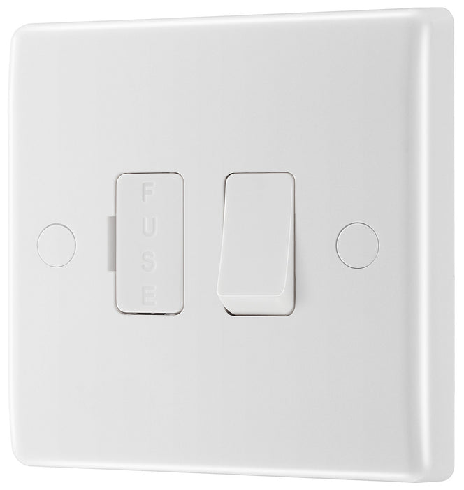 BG 851 White Round Edge Switched Spur + Cable Outlet - westbasedirect.com