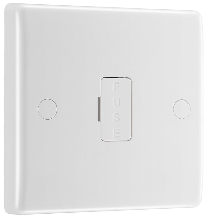 BG 855 White Round Edge Unswitched Spur + Cable Outlet - westbasedirect.com