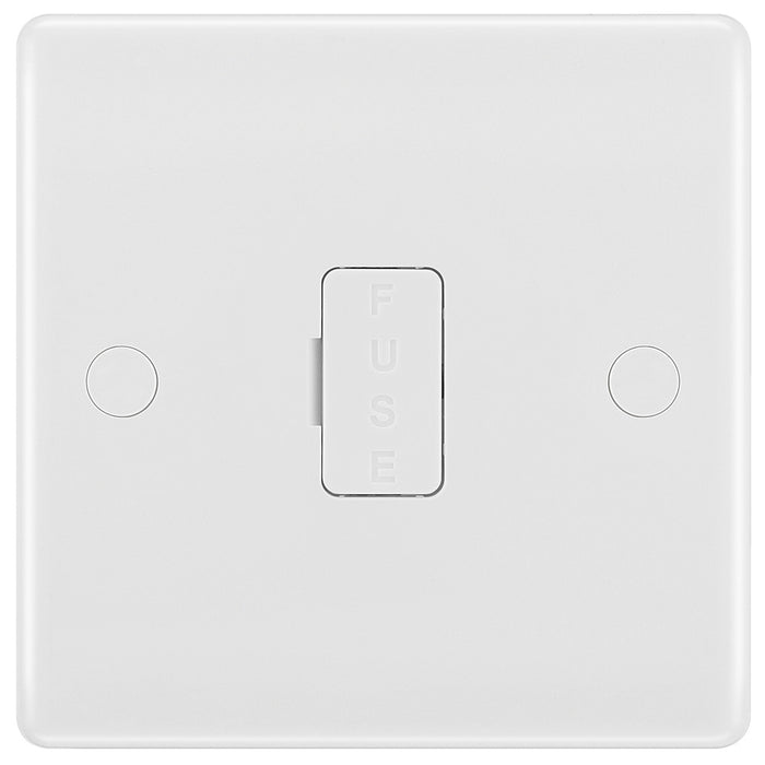 BG 855 White Round Edge Unswitched Spur + Cable Outlet - westbasedirect.com