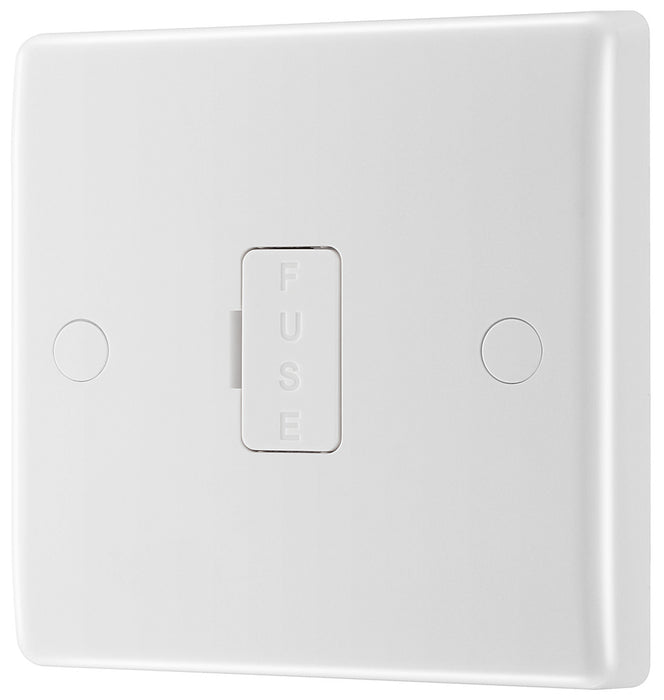 BG 855 White Round Edge Unswitched Spur + Cable Outlet - westbasedirect.com