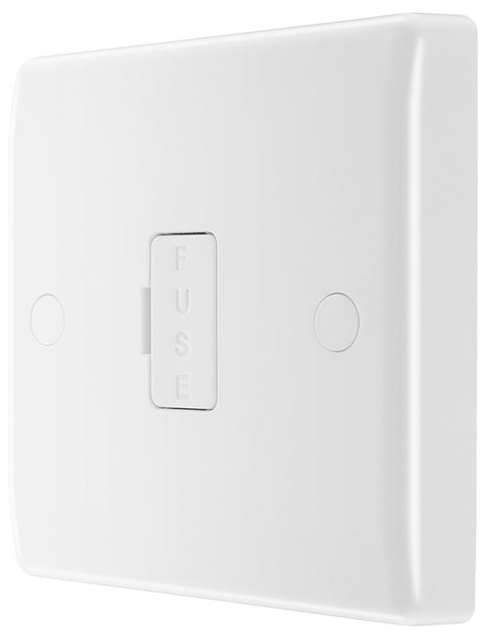 BG 855 White Round Edge Unswitched Spur + Cable Outlet - westbasedirect.com