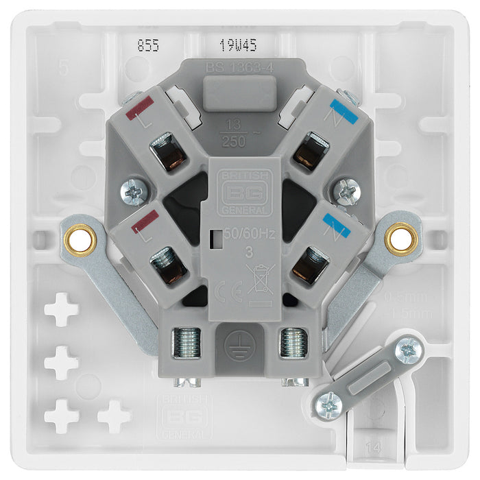 BG 855 White Round Edge Unswitched Spur + Cable Outlet - westbasedirect.com