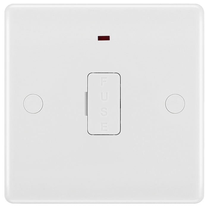 BG 857 White Round Edge Unswitched Spur + Neon + Cable Outlet - westbasedirect.com