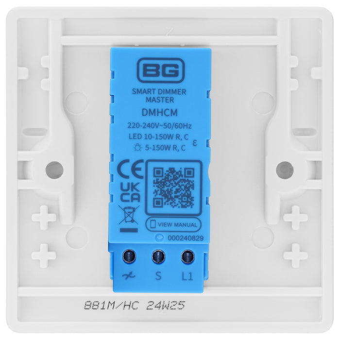 BG 881M/HC White Moulded Round Edge 1 Gang 2 Way Master Smart Dimmer Switch - westbasedirect.com