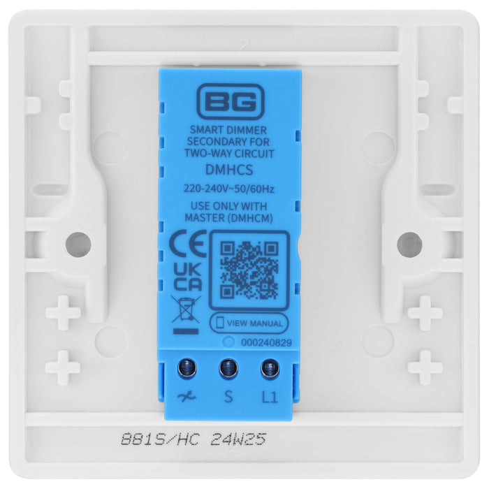 BG 881S/HC White Moulded Round Edge 1 Gang 2 Way Secondary Smart Dimmer Switch - westbasedirect.com